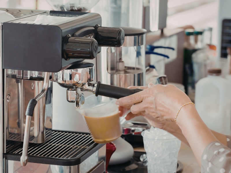Premium espresso beverage service and clear ice cubes